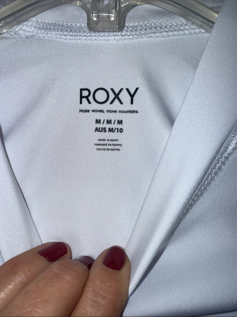 Roxy White Long-Sleeve Rash Guard with Black Logo
